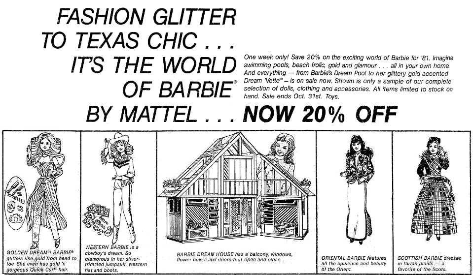 An article about the Barbie doll, Seattle Daily Times newspaper article 25 October 1981