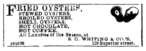 An ad for hot chocolate, Cleveland Leader newspaper 11 November 1857
