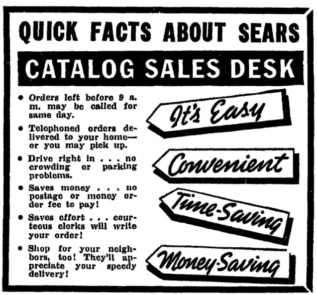 An ad for Sears, Jackson Citizen Patriot newspaper 22 February 1939