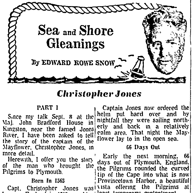 An article about Christopher Jones, Patriot Ledger newspaper 28 September 1965