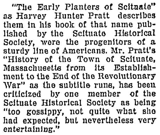 An article about Harvey Pratt, Patriot Ledger newspaper article 30 November 1929