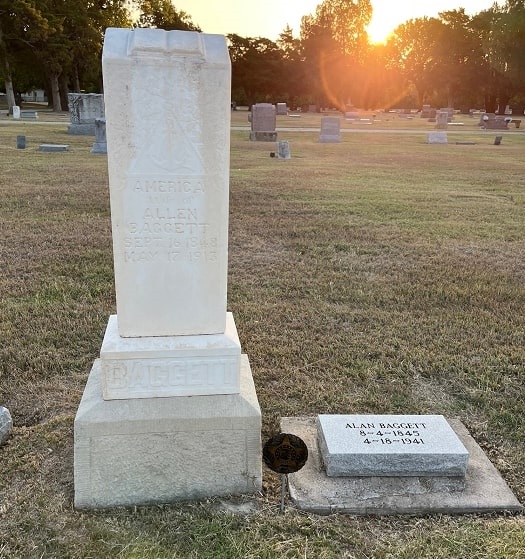 Photo: two gravestones in a Kansas cemetery. Information provided by Gary W. Clark. Photo by Gena Philibert-Ortega.