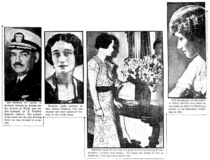 More photos from an article about Wallis Warfield/Spencer/Simpson, Trenton Evening Times newspaper 18 October 1936