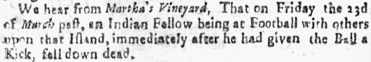 An article about football, Boston Weekly Post-Boy newspaper 9 April 1739