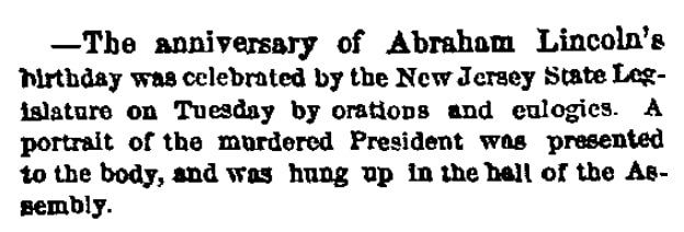 An article about Lincoln's birthday, Buffalo Commercial Advertiser newspaper 14 February 1867