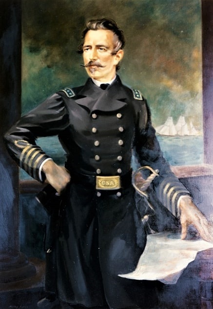Illustration: Confederate Admiral Ralph Semmes. Portrait by Maliby Sykes. Courtesy of the State of Alabama; U.S. Naval History and Heritage Command photograph collection.