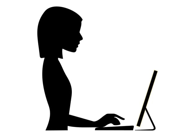 Illustration: a woman using a computer