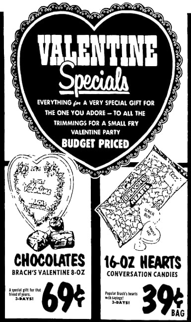 An article about Valentine's Day candy hearts, Las Vegas Review-Journal newspaper 7 January 1974