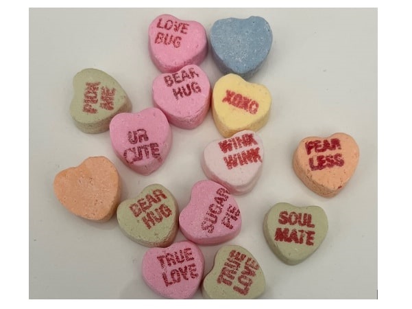 Photo: candy hearts for Valentine's Day. Credit: Gena Philibert-Ortega.