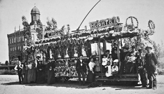 Photo: Los Angeles Consolidated Electric streetcar decorated for Washington’s Birthday, c. 1892. Credit: Wikimedia Commons.