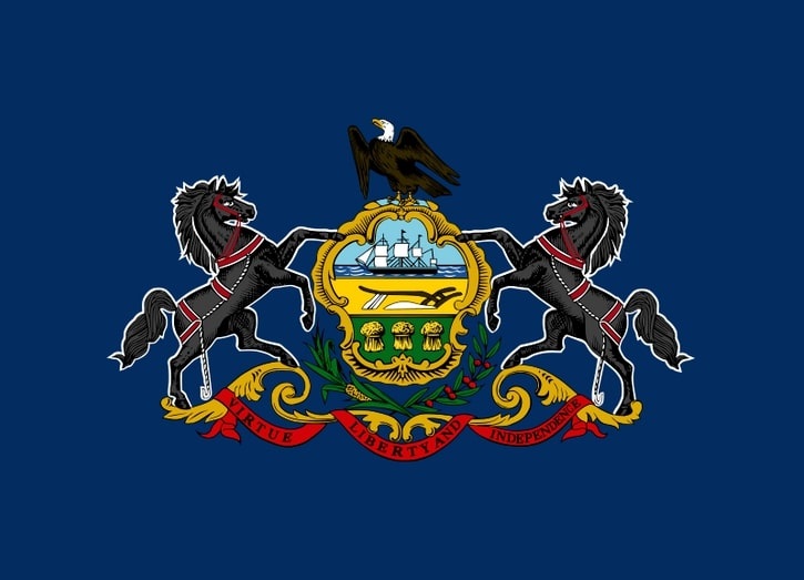 Illustration: Pennsylvania state flag. Credit: Wikimedia Commons.