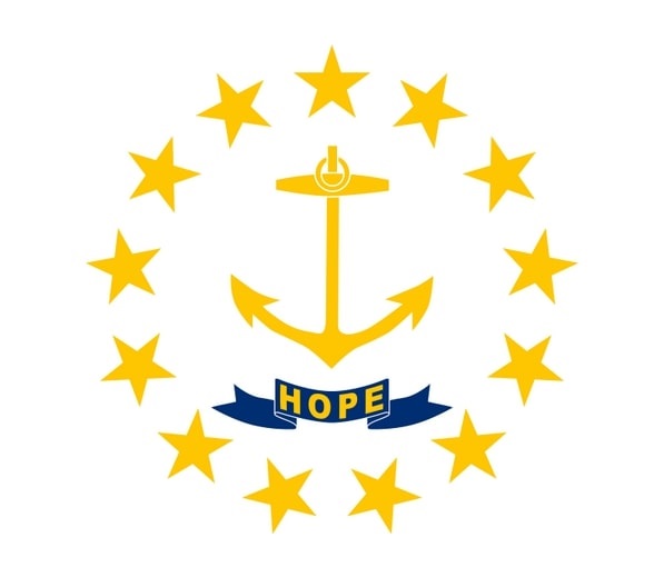 Illustration: Rhode Island state flag. Credit: Wikimedia Commons.