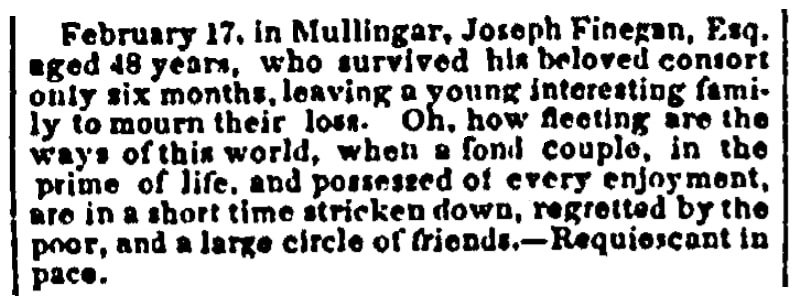 Family lament, Irish American Weekly newspaper 29 March 1851