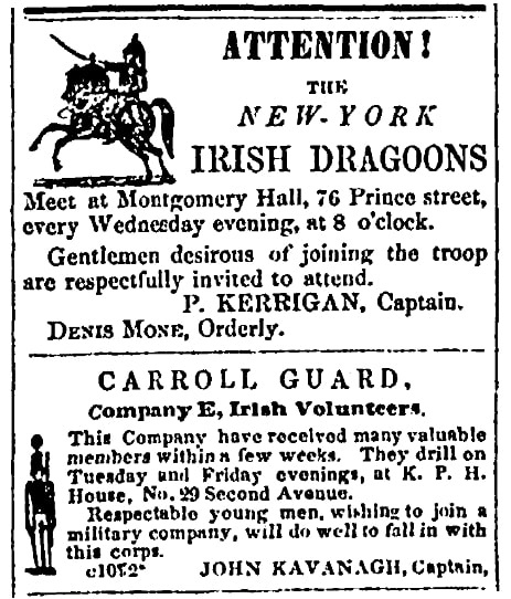 Military ads, Irish American Weekly newspaper 29 March 1851
