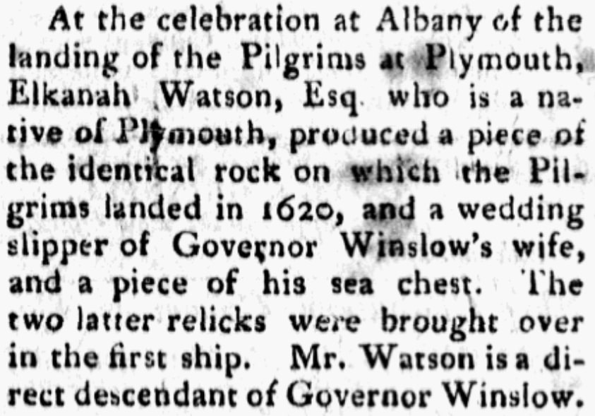 An article about Plymouth Colony and the Pilgrims, New Bedford Mercury newspaper 12 January 1821