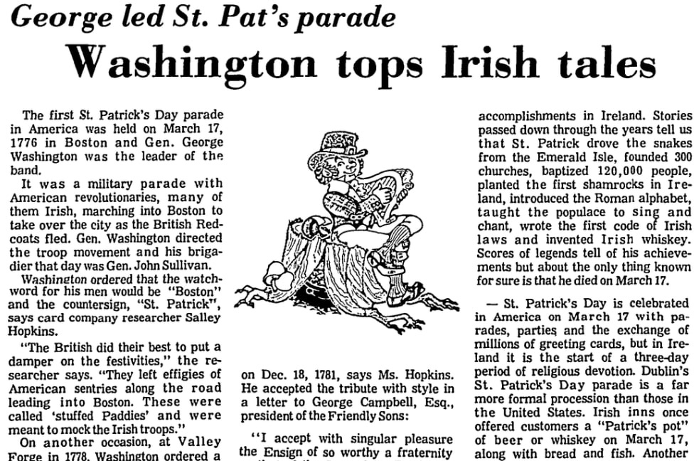 An article about St. Patrick's Day, Record Searchlight newspaper 16 March 1979