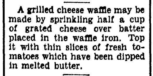 A recipe for grilled cheese sandwiches, Evening Star newspaper 26 January 1939