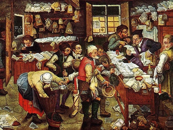 Illustration: Pieter Brueghel the Younger, "Paying the Tax (The Tax Collector)," 1640. Credit: USC Fisher Museum of Art; Wikimedia Commons.