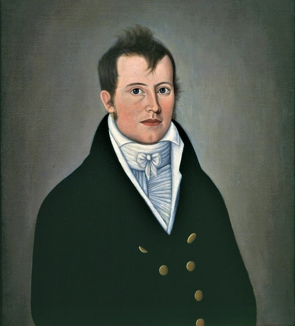 Illustration: portrait of Moses Quinby (1786-1857), son of Captain John Quinby and Eunice Freeman, painted by John Brewster Jr. Credit: Bowdoin College Museum of Art Collection, gift of Mrs. Candace E. Quinby Maynard of Maine. Courtesy of Bowdoin College, Maine.