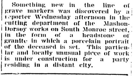 An article about porcelain portraits, Coldwater Daily Reporter newspaper 1 May 1924