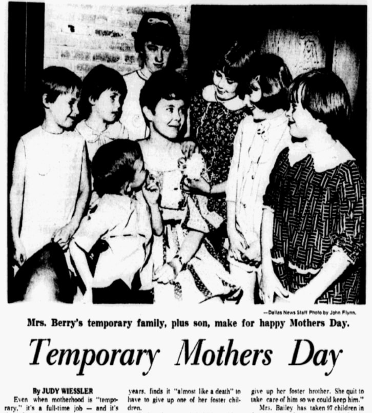 An article about Mother's Day, Dallas Morning News newspaper 11 May 1969