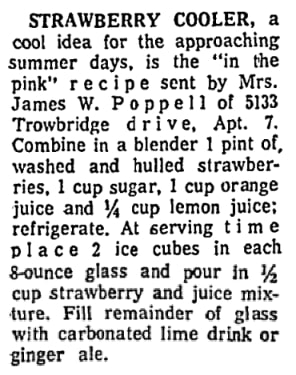A recipe for strawberry cooler, El Paso Herald-Post newspaper 12 May 1967