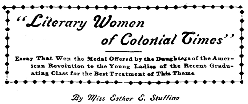 An article about Anne Dudley Bradstreet, Evansville Courier and Press newspaper 3 February 1901