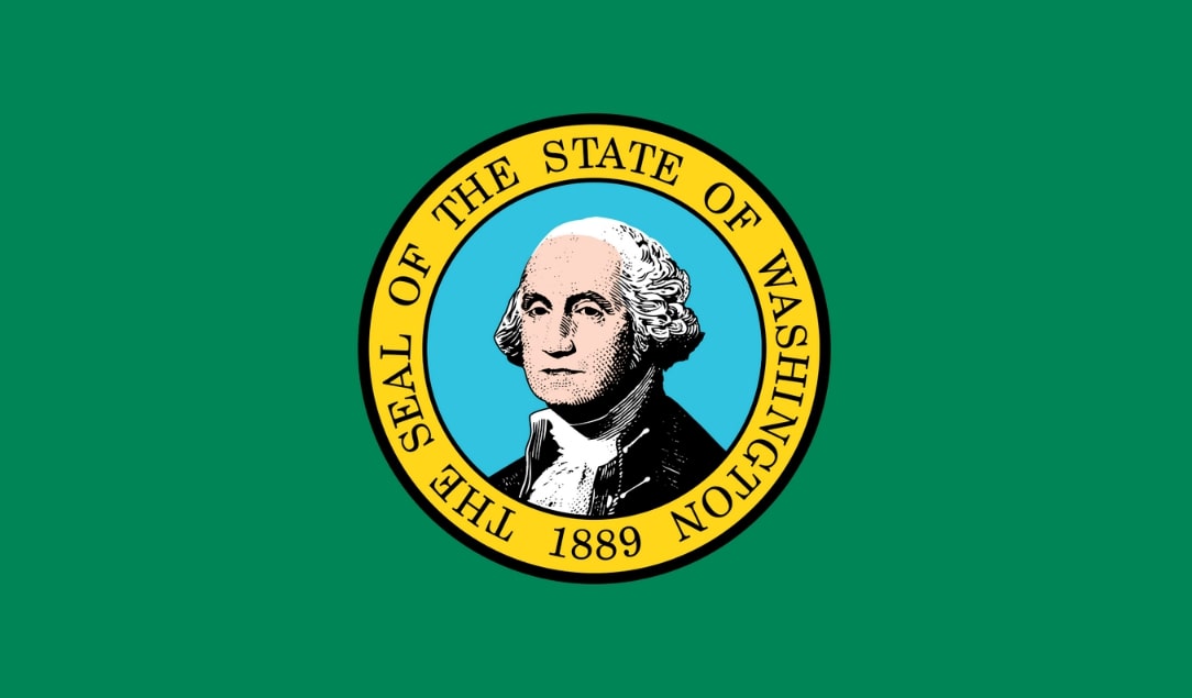 Illustration: Washington state flag. Credit: Wikimedia Commons.