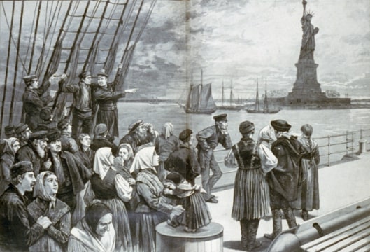 Illustration: Eastern European Jewish immigrants arriving in New York. Credit: Frank Leslie's illustrated newspaper, 2 July 1887; Wikimedia Commons.