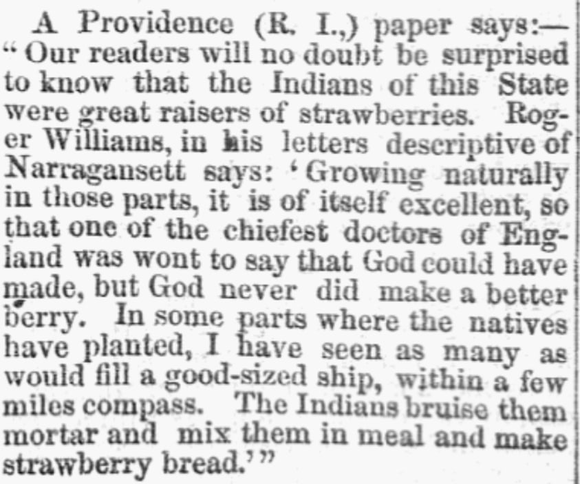 An article about Roger Williams, New Hampshire Sentinel newspaper 24 June 1869