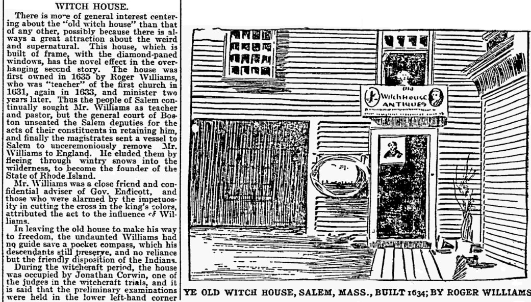 An article about Roger Williams, Philadelphia Inquirer newspaper 4 September 1898
