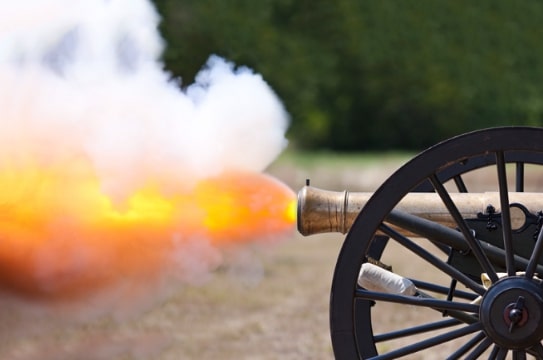 Photo: Civil War cannon firing (reenactment). Credit: https://depositphotos.com/home.html