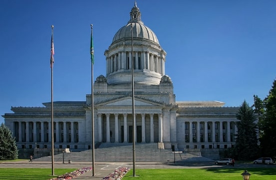 Photo: the Washington State Capitol building in Olympia, Washington. Credit: User:Cacophony; Wikimedia Commons.
