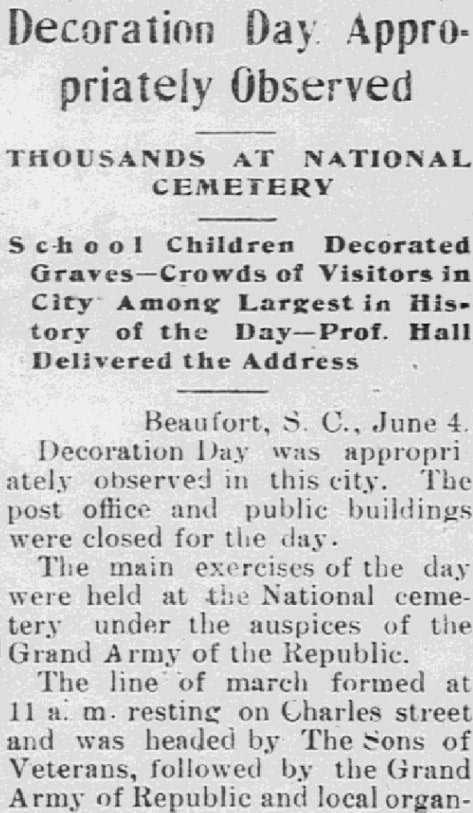 An article about Decoration Day, Savannah Tribune newspaper 7 June 1913