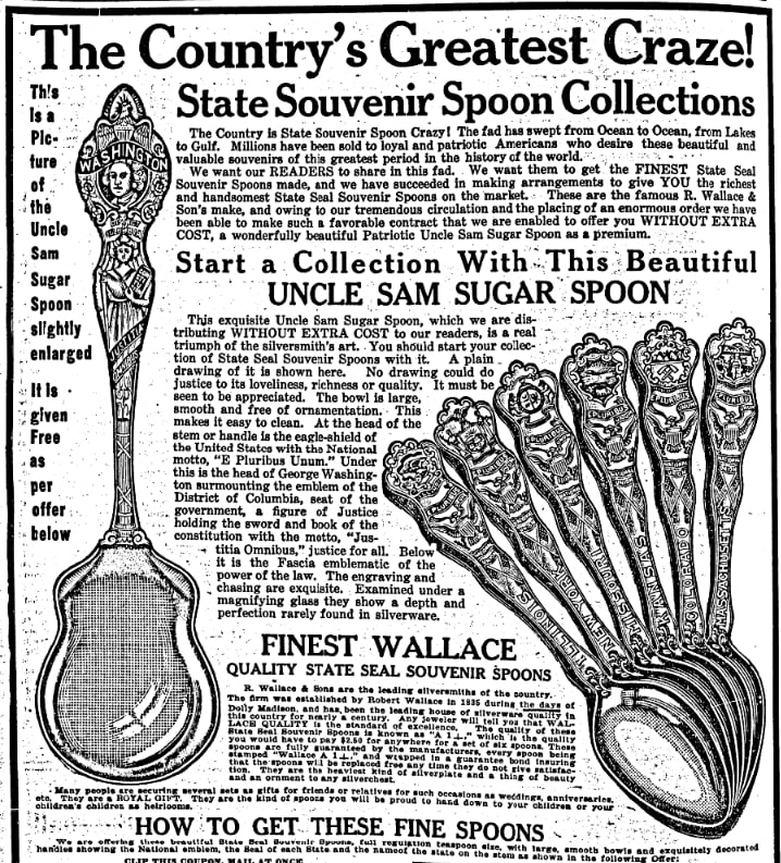 An article about souvenir spoons, Commoner newspaper 1 May 1915