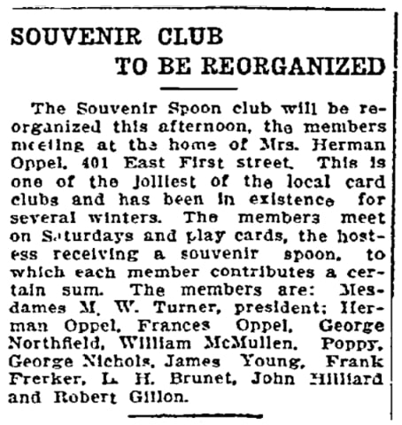 An article about souvenir spoons, Duluth News Tribune newspaper 3 November 1906