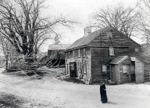 Photo: Old Benjamin Abbott Homestead, 9 Andover Street, West Parish, Andover, Massachusetts. In 1692, Benjamin Abbot accused Martha Carrier of cursing him after a boundary dispute, which led to his own illness and the loss of his cattle. Courtesy of the Andover Historical Society.