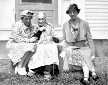 Photo: Real Daughters Committee members (left and right) Helen Coe Hammond and Grace A. Coe, and (middle) Real Daughter Caroline Phoebe Hassam Randall, taken 19 June 1938. Courtesy of the D.A.R., Washington, D. C.
