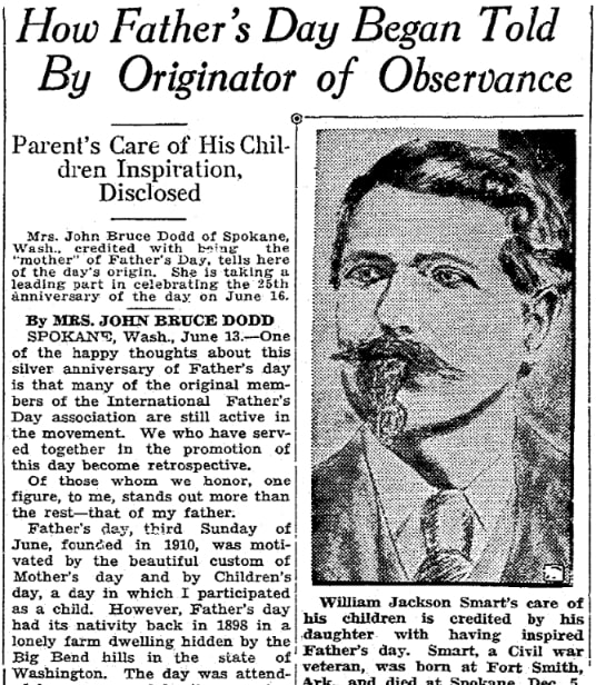 An article about Father's Day, Riverside Daily Press newspaper 13 June 1935