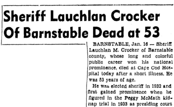 An article about Lauchlan Crocker, Boston Traveler newspaper 16 January 1947