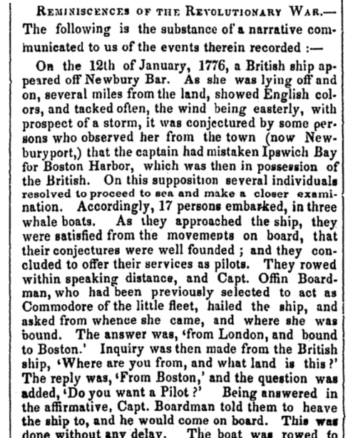 An article about the Revolutionary War, Daily Herald newspaper 19 April 1848