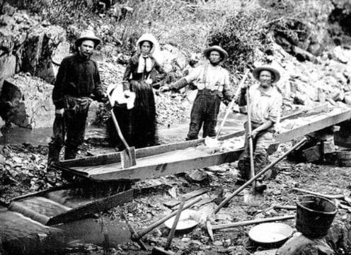 Photo: prospectors working gold placer deposits on 9 July 1850 during the California Gold Rush. Credit: Wikimedia Commons.