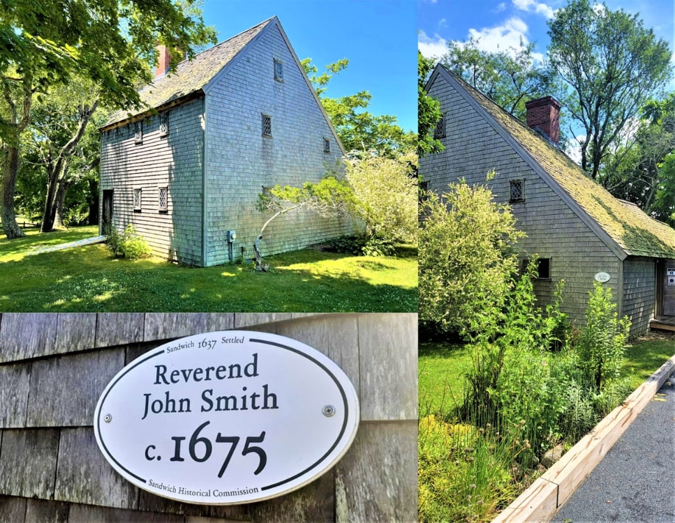 Photos: the home of Katie’s 9th great grandparents Rev. John Smith and Susannah Hinckley, now known as the Hoxie House, 18 Water St., Sandwich, Massachusetts. It is one of the oldest houses on Cape Cod and a great example of a saltbox house.