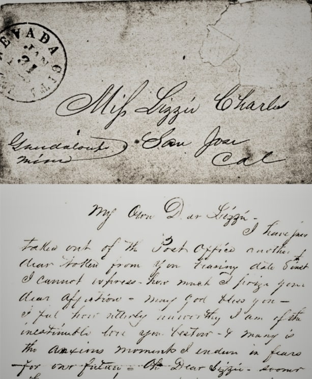 Photos: an envelope and letter written by Francis Henry to Lizzie. Credit: William Lucklow.