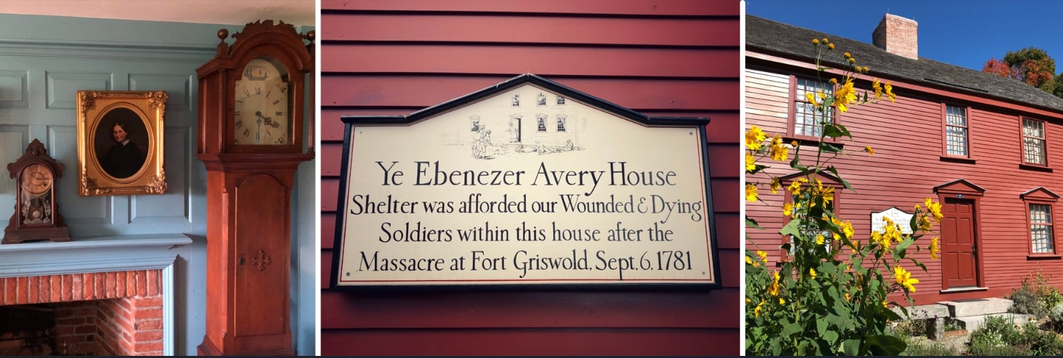 Photo: the Ebenezer Avery House. The house is open to the public as a museum. It was restored and furnished by the Avery Memorial Association. Courtesy of Thames River Heritage Park Foundation, New London, Connecticut.