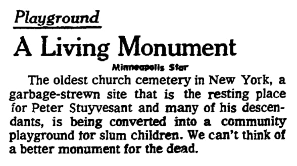 An article about a cemetery being turned into a playground, Omaha World-Herald newspaper 1 March 1970