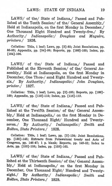 Photo: “Bibliography of the Laws of Indiana, 1788-1927,” by John G. Rauch, 1928. Credit: Indiana State Library and Historical Bureau; Wikimedia Commons.