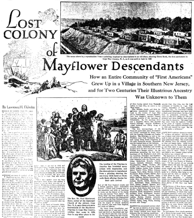An article about Mayflower descendants, Springfield Republican newspaper 21 November 1926