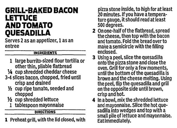 A quesadilla recipe, Abilene Reporter-News newspaper 14 August 2013