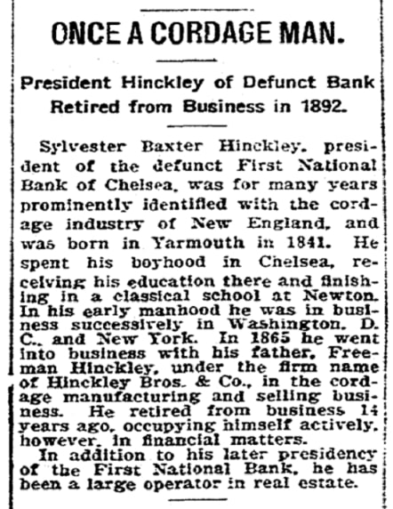 An article about Sylvester Hinckley, Boston Herald newspaper 17 August 1906